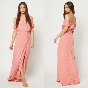 Flynn Skye Floral Bella Cotton Candy Delight High Slit Maxi Dress XS